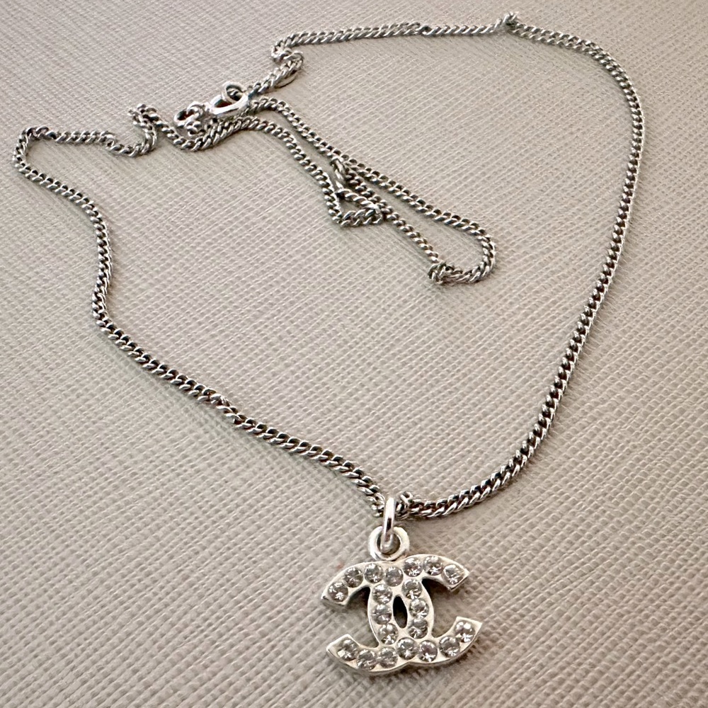 Silver Chanel “CC” Logo Necklace